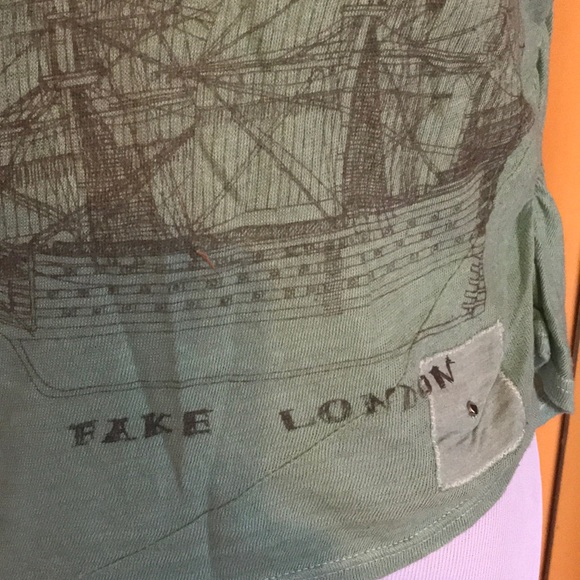Deisgner Fake London sailing Ship sleeveless top mint green - Picture 2 of 8